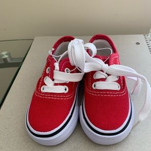Toddler size 5 red tennis shoes